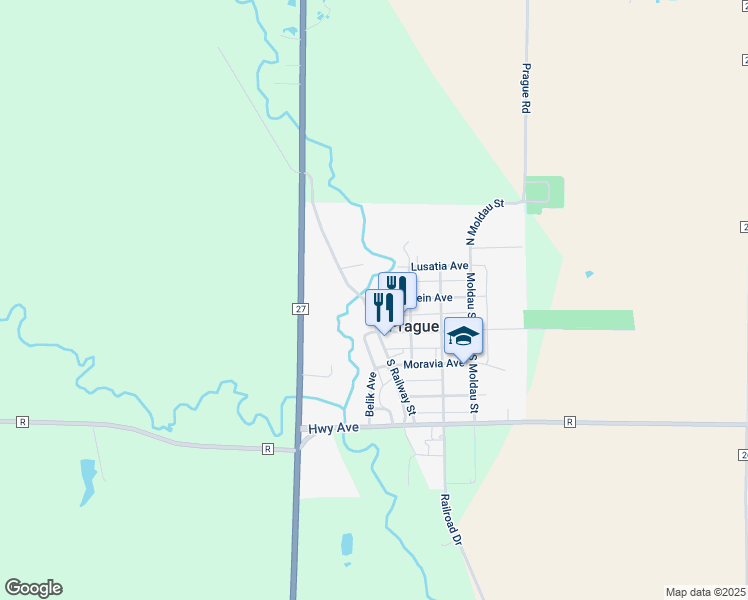 map of restaurants, bars, coffee shops, grocery stores, and more near 402 Waldstein Avenue in Prague