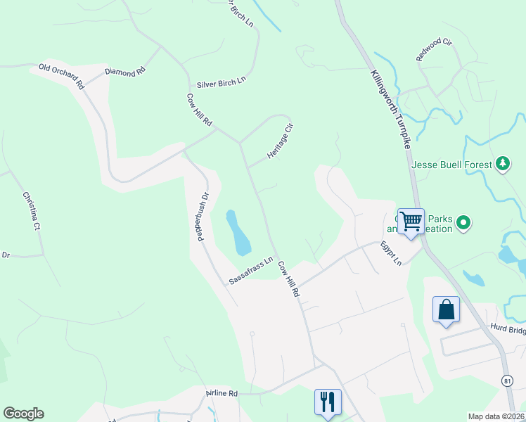 map of restaurants, bars, coffee shops, grocery stores, and more near 149 Cow Hill Rd in Clinton