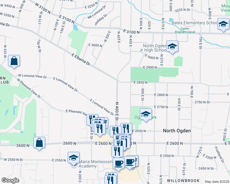 map of restaurants, bars, coffee shops, grocery stores, and more near in Harrisville