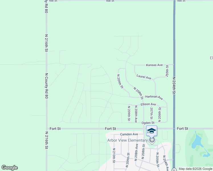 map of restaurants, bars, coffee shops, grocery stores, and more near 20535 Fort Street in Omaha