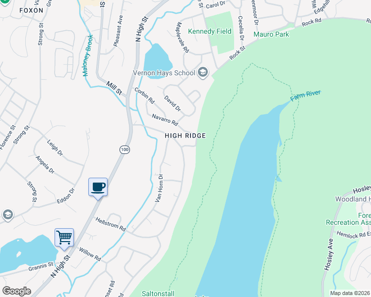 map of restaurants, bars, coffee shops, grocery stores, and more near 3 Ellen Place in East Haven