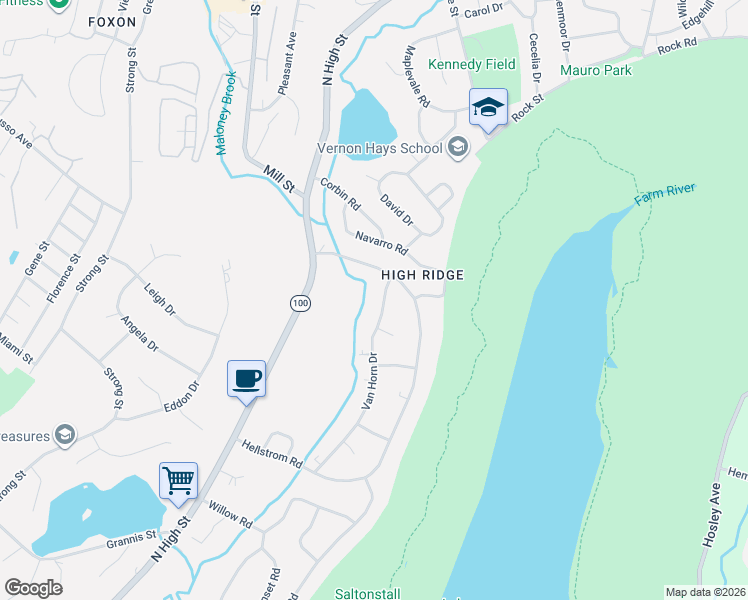 map of restaurants, bars, coffee shops, grocery stores, and more near 61 Van Horn Drive in East Haven