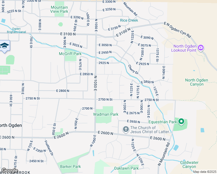 map of restaurants, bars, coffee shops, grocery stores, and more near 1141 East 2800 North in Ogden
