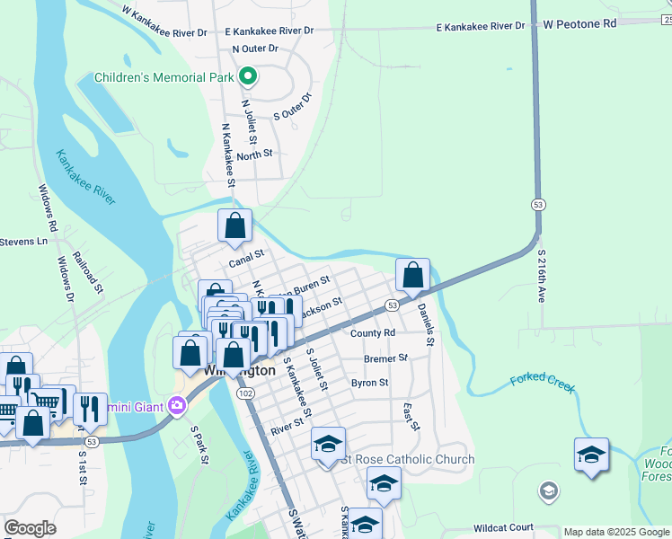 map of restaurants, bars, coffee shops, grocery stores, and more near 602 Van Buren Street in Wilmington