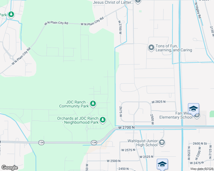 map of restaurants, bars, coffee shops, grocery stores, and more near 2750 North 3800 West in Plain City