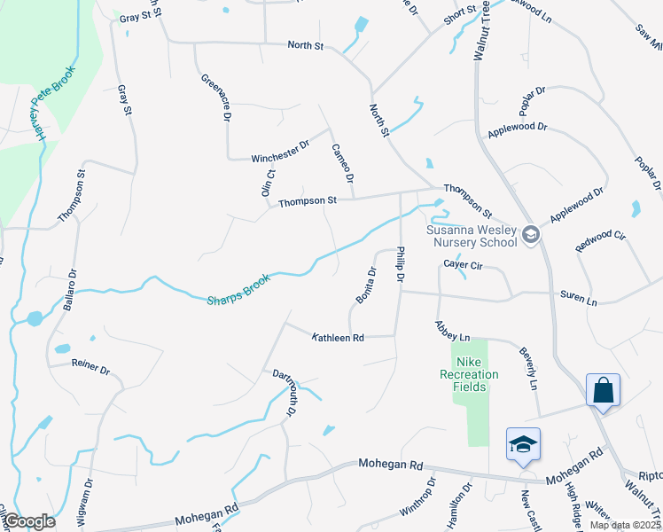 map of restaurants, bars, coffee shops, grocery stores, and more near 23 North Princeton Drive in Shelton