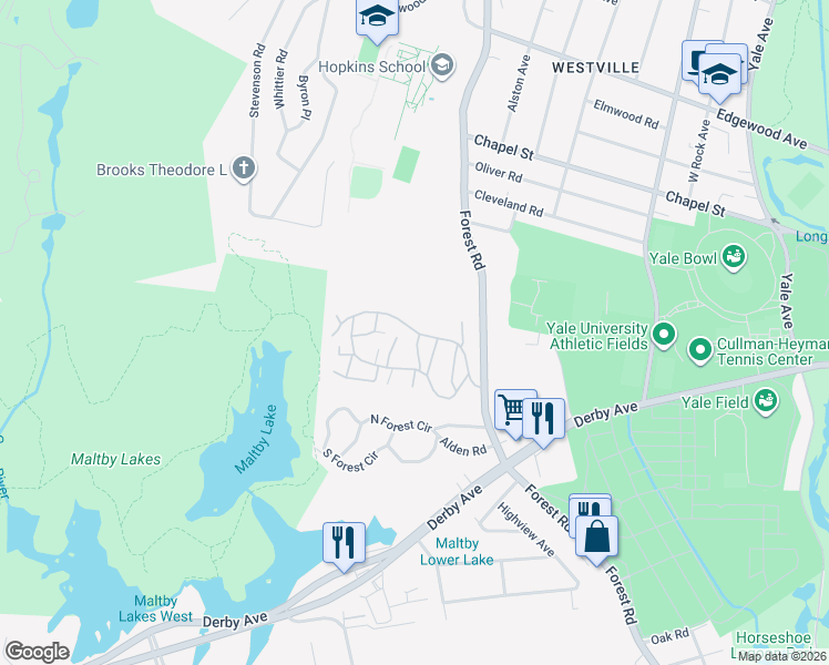 map of restaurants, bars, coffee shops, grocery stores, and more near 791 Tummel Lane in West Haven