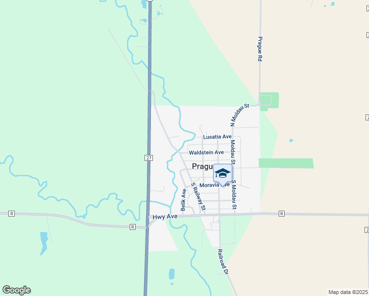 map of restaurants, bars, coffee shops, grocery stores, and more near 402 Waldstein Avenue in Prague