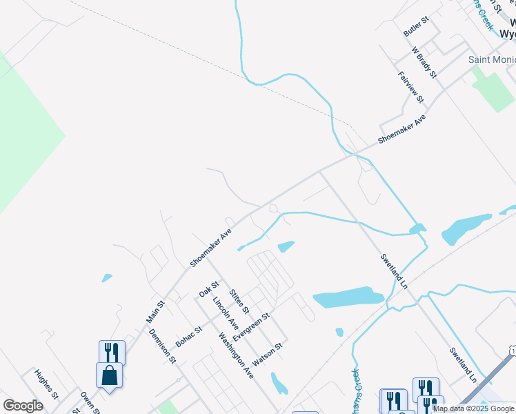 map of restaurants, bars, coffee shops, grocery stores, and more near 1355 Shoemaker Avenue in West Wyoming