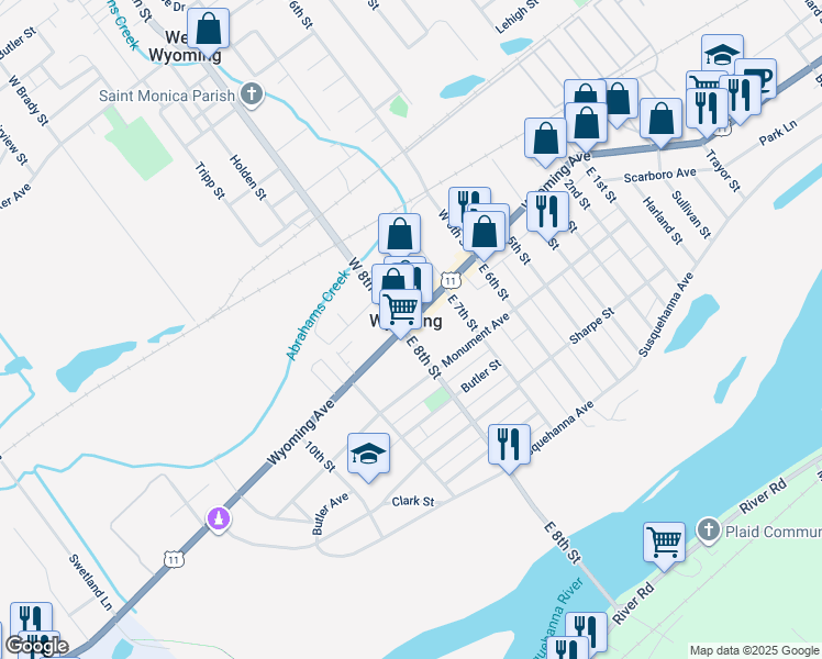 map of restaurants, bars, coffee shops, grocery stores, and more near in Wyoming