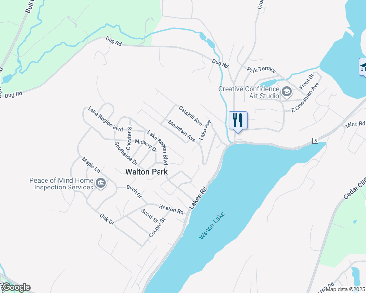 map of restaurants, bars, coffee shops, grocery stores, and more near 107 Highland Avenue in Monroe