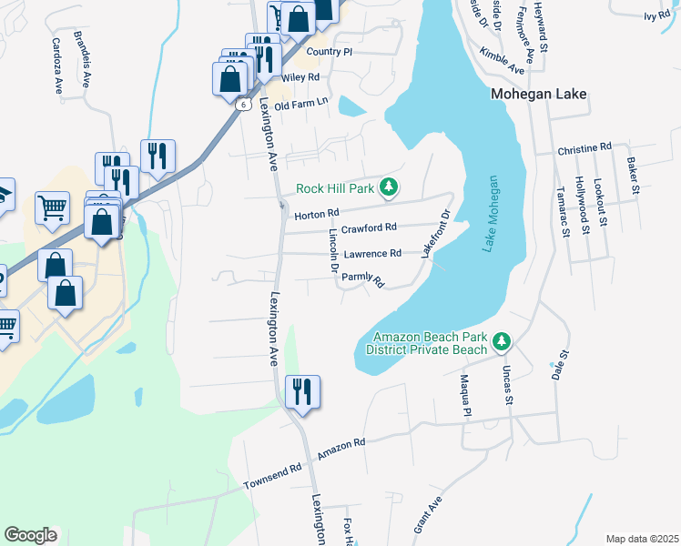 map of restaurants, bars, coffee shops, grocery stores, and more near 3210 Lincoln Drive in Mohegan Lake