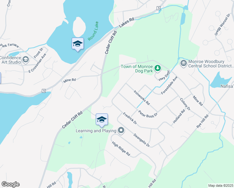map of restaurants, bars, coffee shops, grocery stores, and more near 9 Fredrick Drive in Monroe