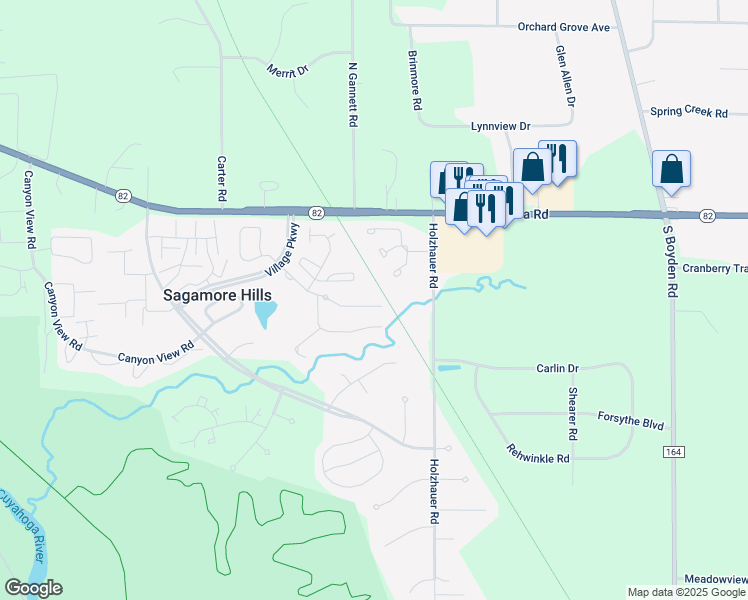 map of restaurants, bars, coffee shops, grocery stores, and more near 701 Village Club Road in Northfield