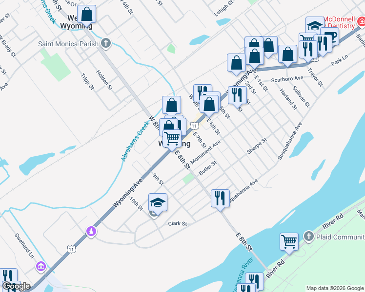 map of restaurants, bars, coffee shops, grocery stores, and more near in Wyoming