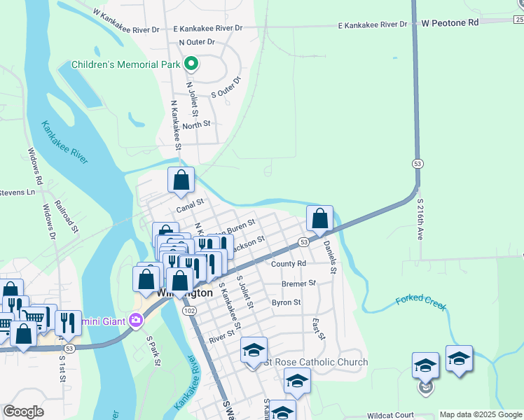 map of restaurants, bars, coffee shops, grocery stores, and more near 602 Van Buren Street in Wilmington
