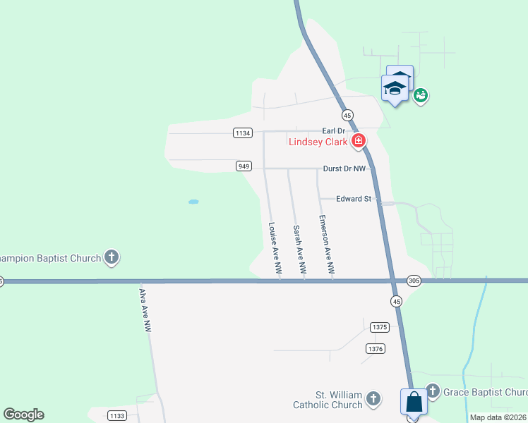 map of restaurants, bars, coffee shops, grocery stores, and more near 5817 Louise Avenue Northwest in Warren