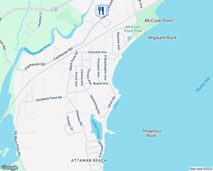 map of restaurants, bars, coffee shops, grocery stores, and more near 39 Beach Avenue in East Lyme