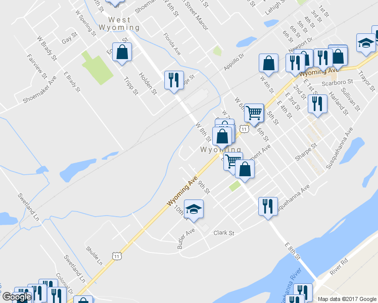 map of restaurants, bars, coffee shops, grocery stores, and more near 73 Atherton Ave in Wyoming