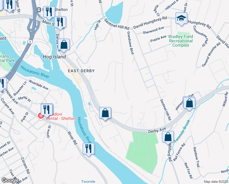 map of restaurants, bars, coffee shops, grocery stores, and more near 25 Stephen Street in Derby