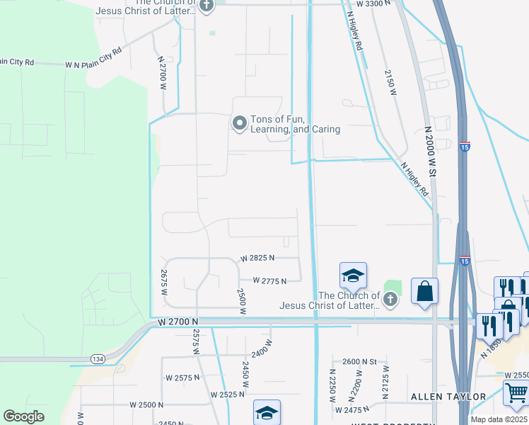 map of restaurants, bars, coffee shops, grocery stores, and more near 2440 West 2900 North in Farr West
