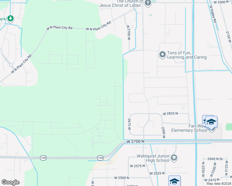 map of restaurants, bars, coffee shops, grocery stores, and more near 2750 North 3800 West in Plain City