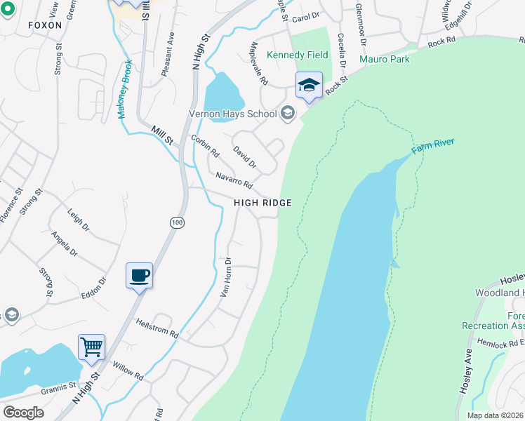 map of restaurants, bars, coffee shops, grocery stores, and more near 3 Ellen Place in East Haven