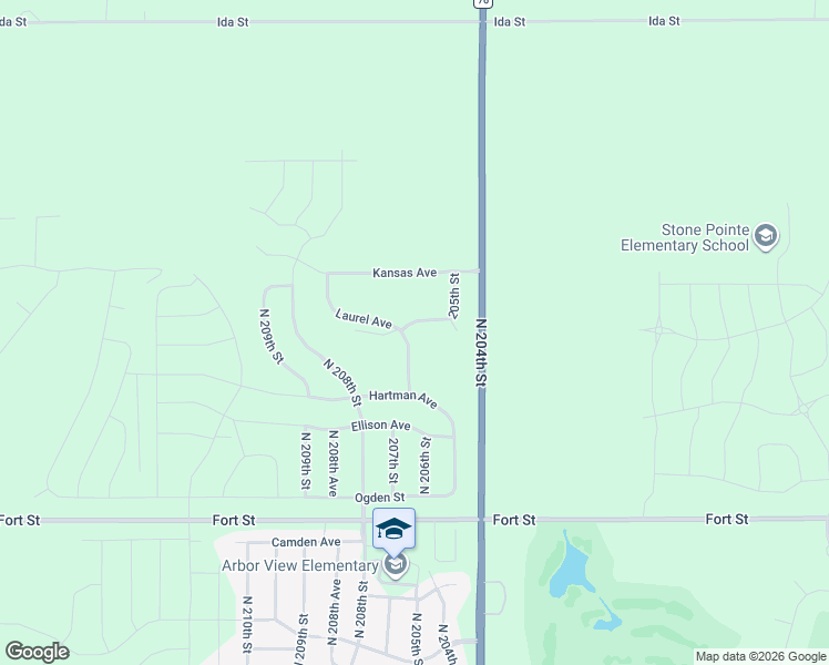 map of restaurants, bars, coffee shops, grocery stores, and more near 20535 Fort Street in Omaha