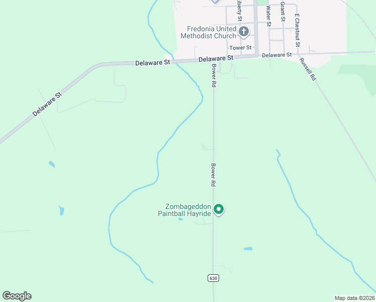 map of restaurants, bars, coffee shops, grocery stores, and more near 409 Bower Road in Fredonia