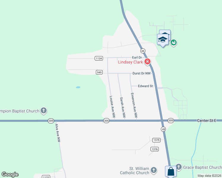 map of restaurants, bars, coffee shops, grocery stores, and more near 5817 Louise Avenue Northwest in Warren