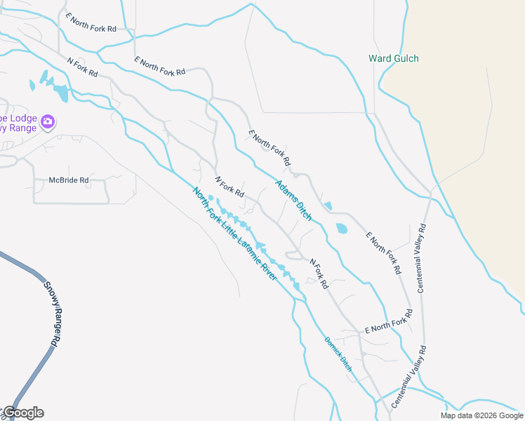 map of restaurants, bars, coffee shops, grocery stores, and more near 105-111 North Fork Road in Centennial