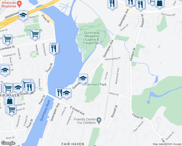 map of restaurants, bars, coffee shops, grocery stores, and more near 869 Quinnipiac Avenue in New Haven