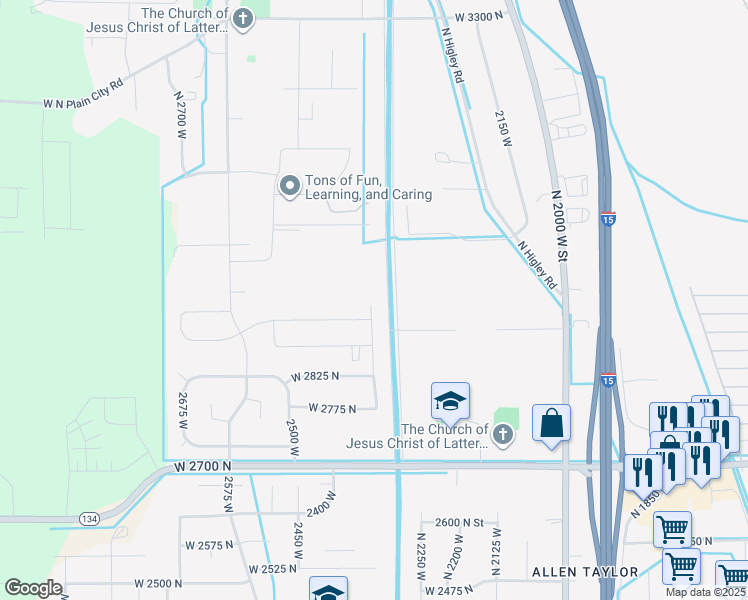 map of restaurants, bars, coffee shops, grocery stores, and more near 2938 North 2350 West in Farr West