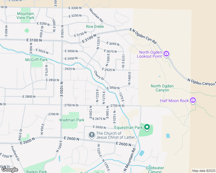 map of restaurants, bars, coffee shops, grocery stores, and more near 2851 Cherry Drive in Ogden