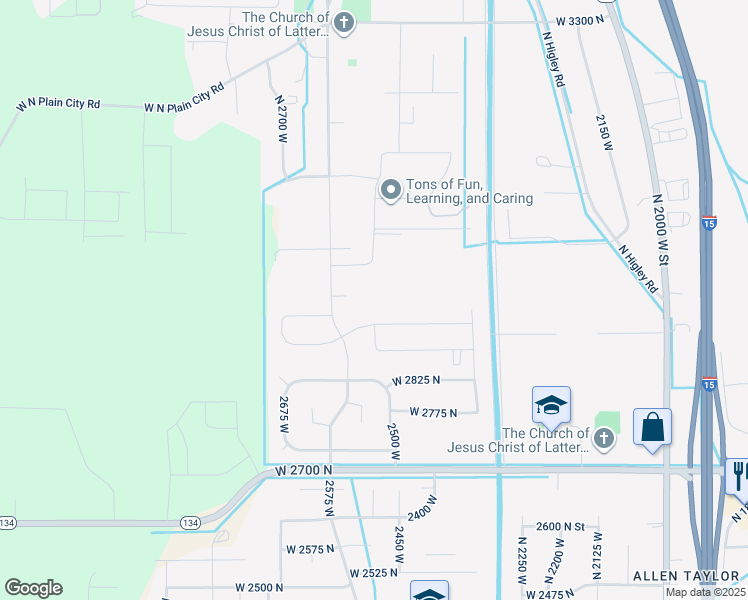 map of restaurants, bars, coffee shops, grocery stores, and more near 2519 West 2950 North in Farr West