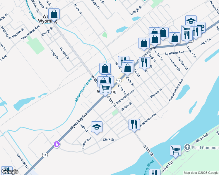map of restaurants, bars, coffee shops, grocery stores, and more near in Wyoming