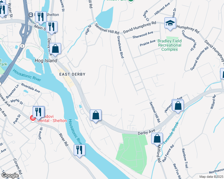 map of restaurants, bars, coffee shops, grocery stores, and more near 25 Stephen Street in Derby