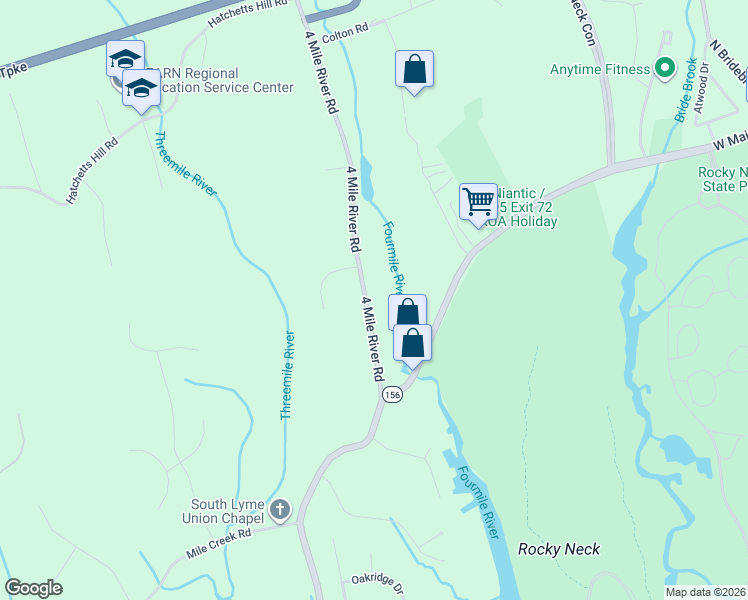 map of restaurants, bars, coffee shops, grocery stores, and more near 22 4 Mile River Road in Old Lyme