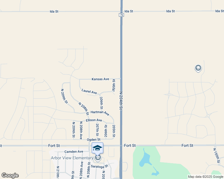 map of restaurants, bars, coffee shops, grocery stores, and more near 6310 North 204th Street in Omaha