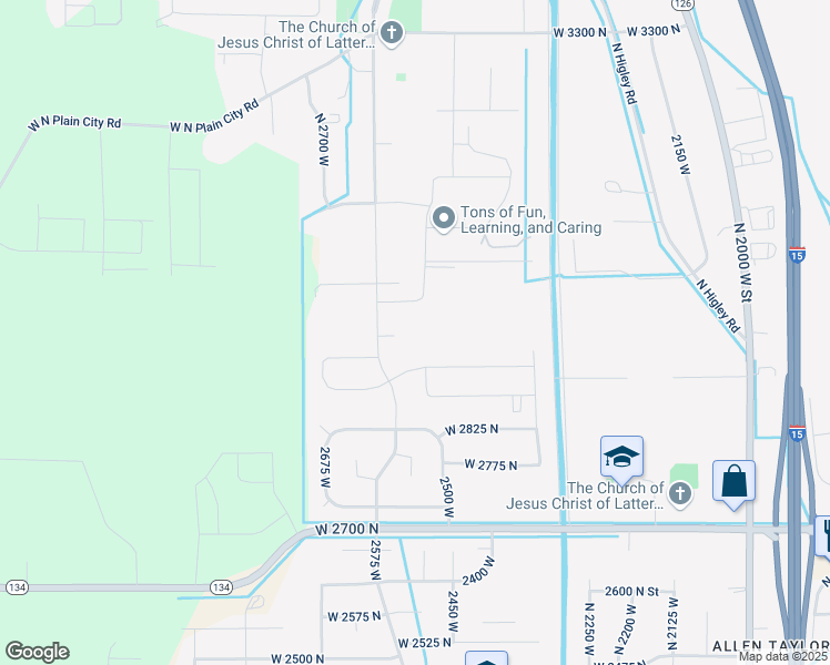 map of restaurants, bars, coffee shops, grocery stores, and more near 2540 West 2950 North in Farr West