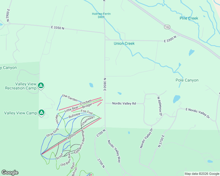 map of restaurants, bars, coffee shops, grocery stores, and more near 2978 North 3500 East in Eden