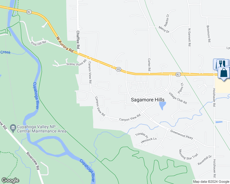 map of restaurants, bars, coffee shops, grocery stores, and more near 6320 Greenwood Parkway in Northfield