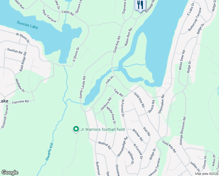 map of restaurants, bars, coffee shops, grocery stores, and more near 2361 Gold Key Road in Milford