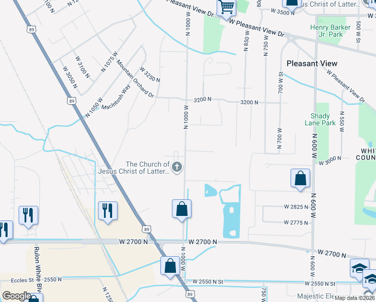 map of restaurants, bars, coffee shops, grocery stores, and more near 970 3000 North in Pleasant View