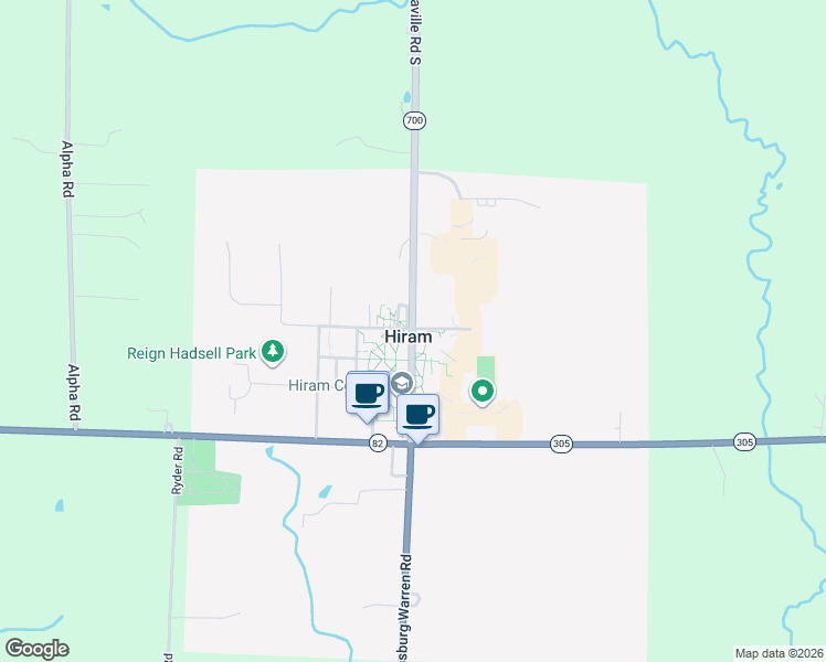 map of restaurants, bars, coffee shops, grocery stores, and more near in Hiram