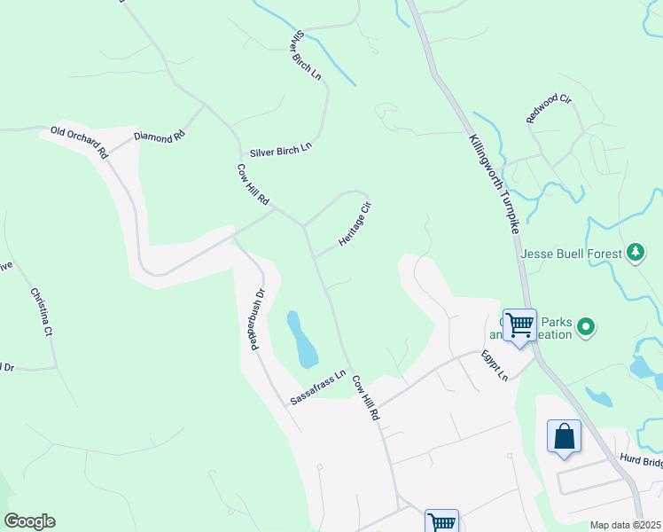 map of restaurants, bars, coffee shops, grocery stores, and more near 190 Cow Hill Road in Clinton