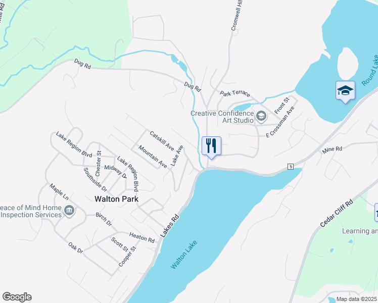 map of restaurants, bars, coffee shops, grocery stores, and more near 24 Lake Avenue in Monroe