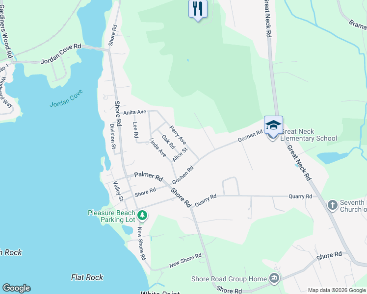 map of restaurants, bars, coffee shops, grocery stores, and more near 10 Perry Avenue in Waterford