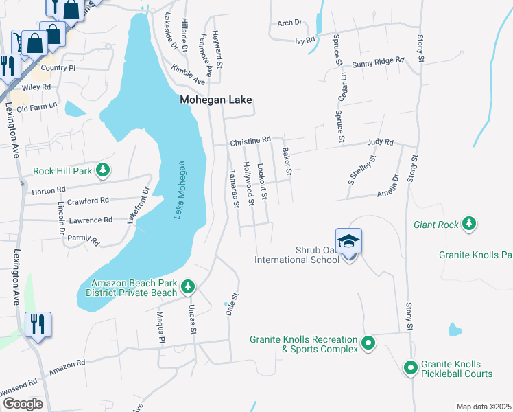 map of restaurants, bars, coffee shops, grocery stores, and more near 3241 Lookout Street in Mohegan Lake