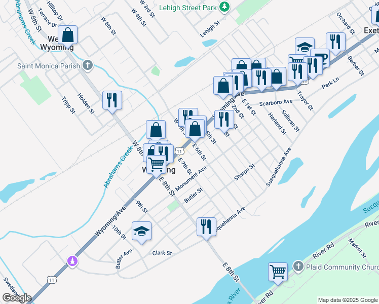 map of restaurants, bars, coffee shops, grocery stores, and more near in Wyoming